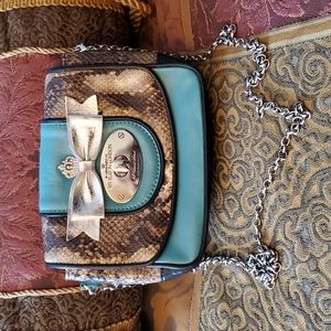 My Flat in London turquoise leather cross body bag